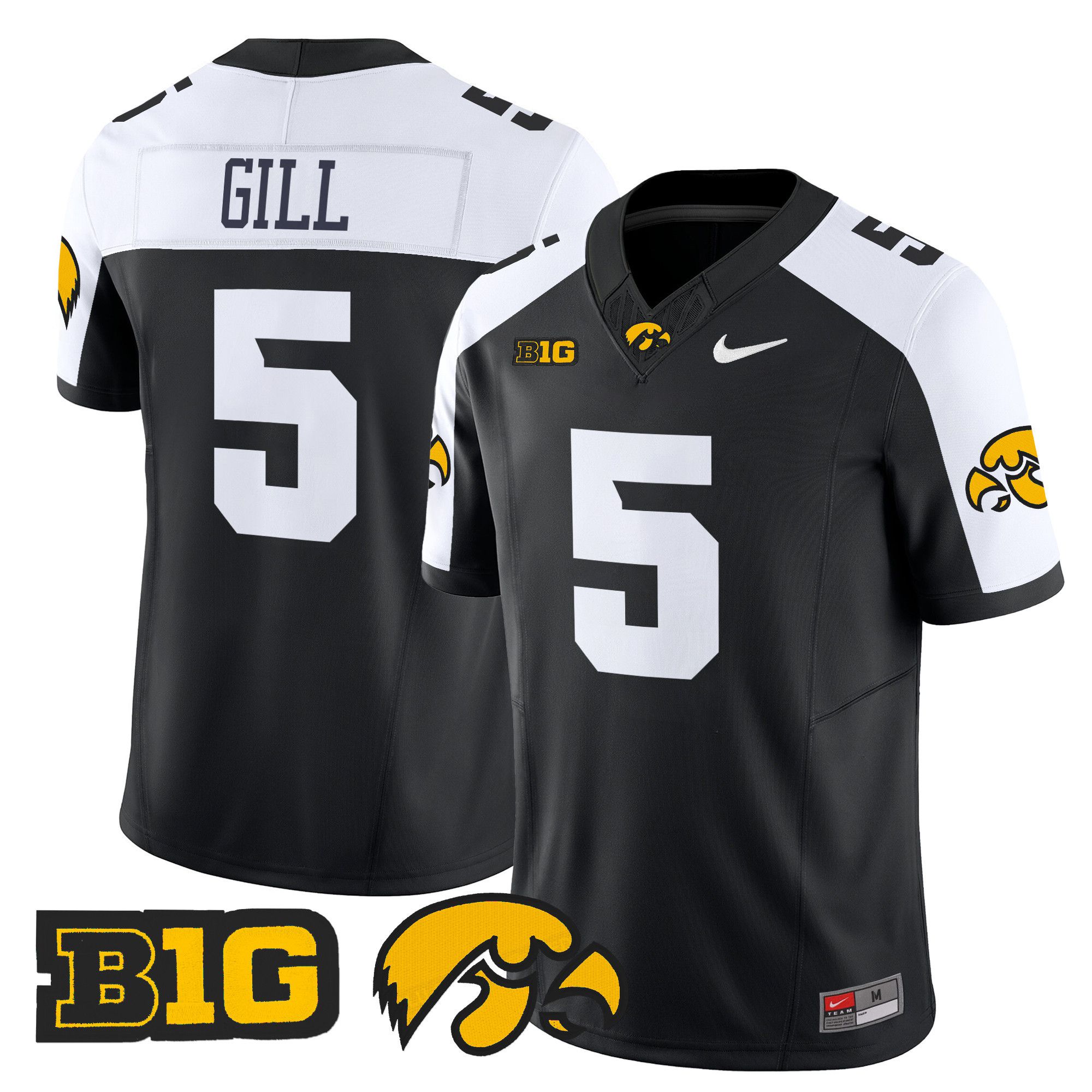 Men Iowa Hawkeyes #5 Gill Black Nike 2024 Vapor Limited NCAA Jersey->ncaa teams->NCAA Jersey